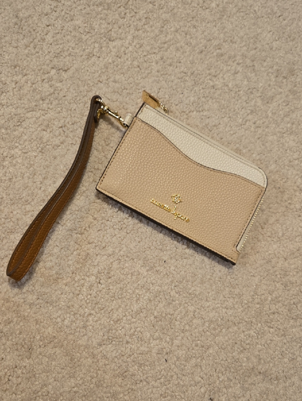 Nanette Lepore Cream Colored Wristlet With Gold Accents